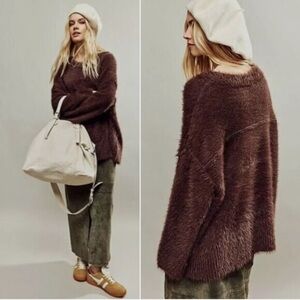 Free People Harrison Bunny Crew Fuzzy Sweater